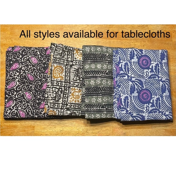 Rare Handmade Batik Tapestry Table Linens Lg Tablecloth 54"x86" Napkins 22"x22" - Picture 13 of 13